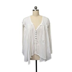 Free People We The Free Shirt Womens XS White Thermal Henley‎ Boho Tunic Gauze